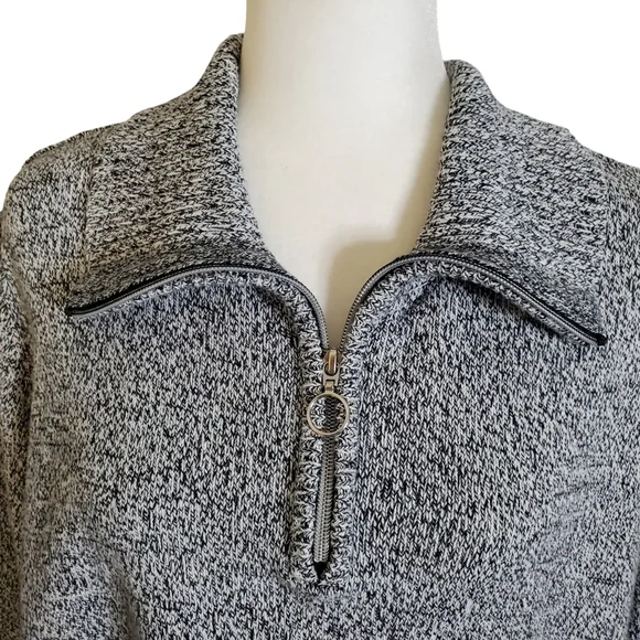Karen Scott Sweater Womens 2X Pullover 1/4 Zip‎ Gray White Warm Layer Warm XXL - Picture 4 of 13